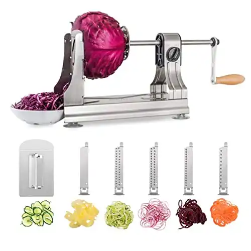 6-Blade Vegetable Spiralizer Spiral Slicer Veggie Pasta Spaghetti Maker for Healthy Low Carb/Paleo/Gluten - 304 Food Stainless Steel Body