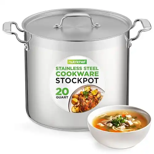 Heavy-Duty Stockpot with Stainless Lid - Large Pot for Induction, Gas & Electric Cooktops, Perfect for Soups & Stews